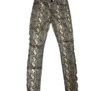 Hudson Jeans Snake Print Skinny Jeans - Black and Cream